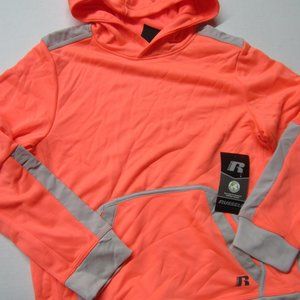 Russell pullover hoodie L 10 12 orange reflective dri-power NWT